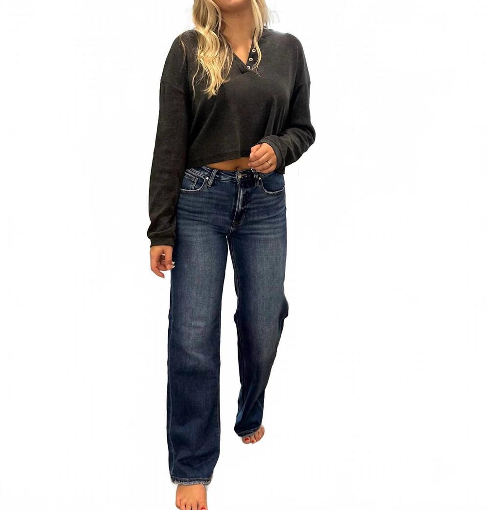NEW RISEN mikayla high rise straight jeans in dark wash